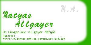 matyas allgayer business card